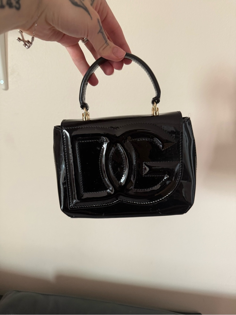 Black Patent Leather Top-Handle Women's Bag